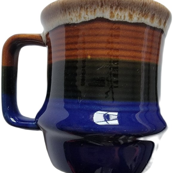 Vintage Drip Glaze Pottery Speckled Blue, Brown & Black Coffee/Tea Mug (8 oz) - Picture 6 of 7